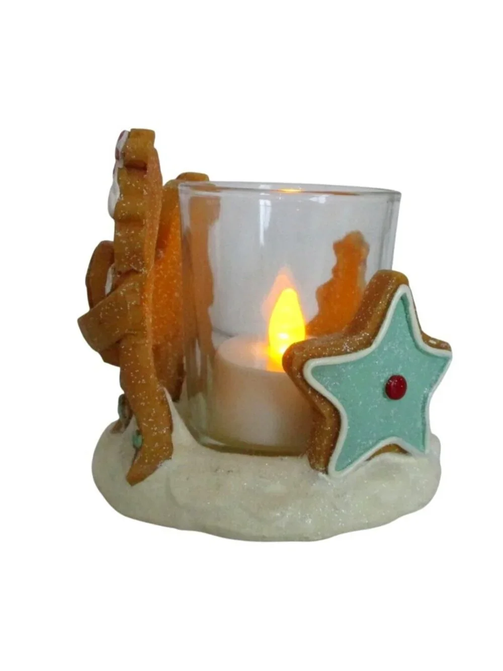 Yankee Candle Gingerbread Couple Tea Light Holder With Heart & Festive Accents